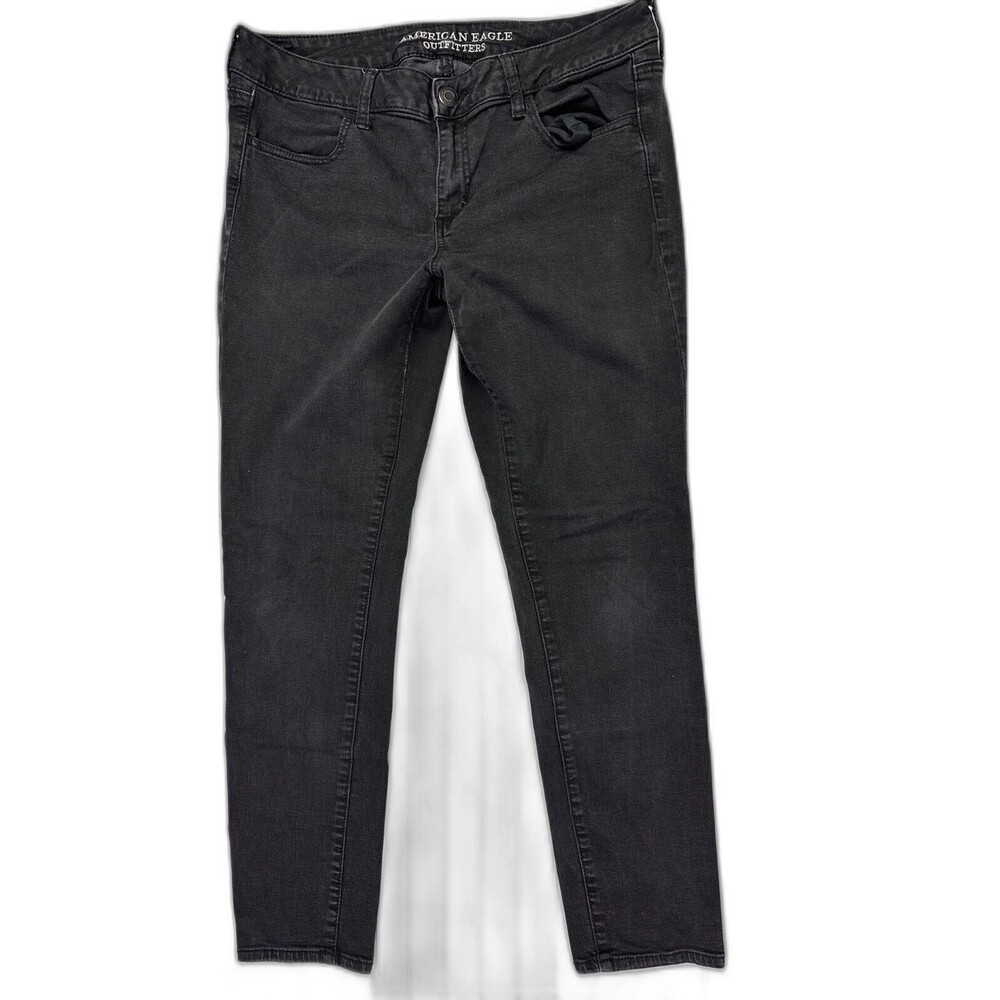 American Eagle Size 14 Womens Jeans Jeggings Mid Rise Black Stretch